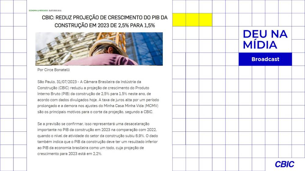 Setor da construção volta a reduzir projeção de crescimento para 2023